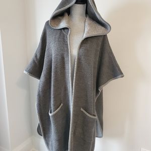 ZARA  two tone grey knit hoodie poncho